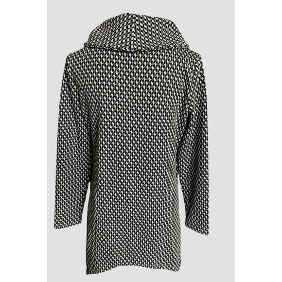 Peck & Peck Houndstooth Cowl Neck Black White Silver Button Shift Mini D… - Picture 8 of 9